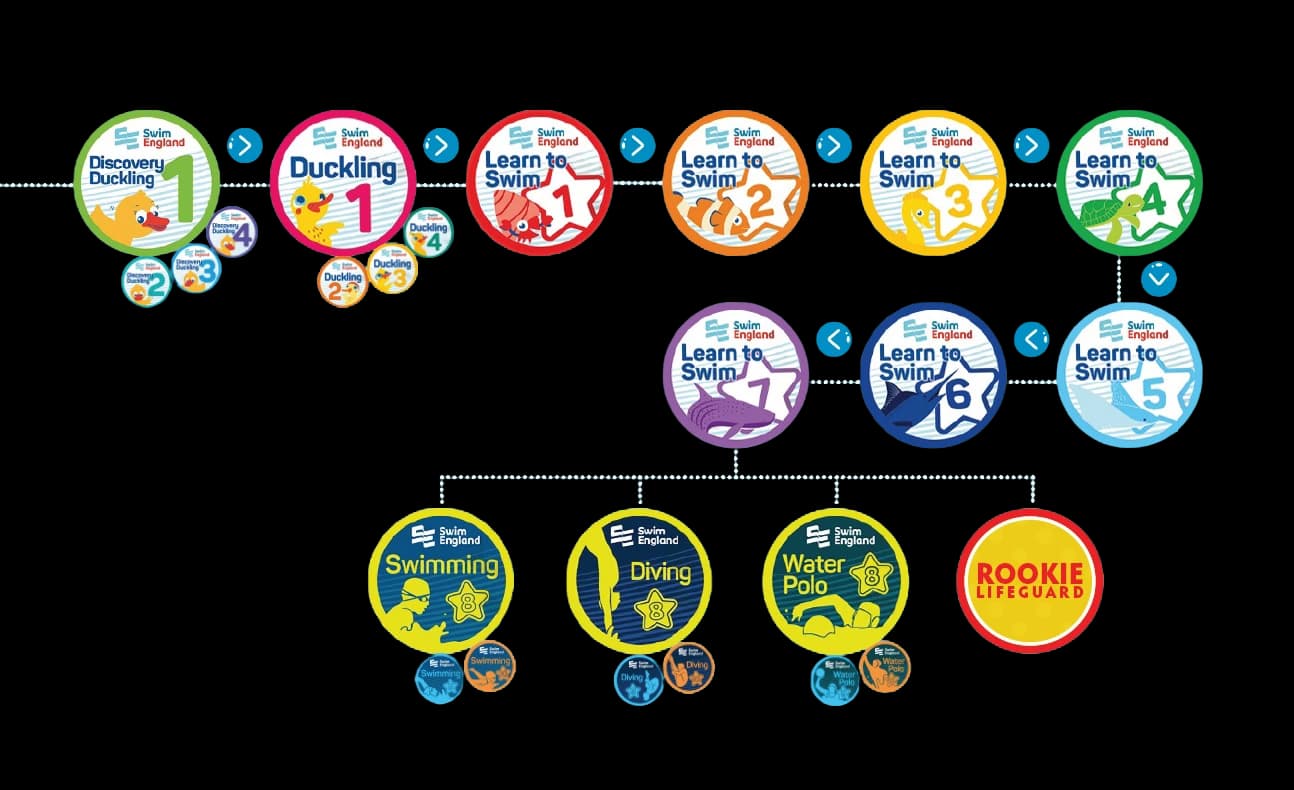 Swim England Learn to Swim 教学体系 — 从 Discovery Duckling 到 Stage 7
